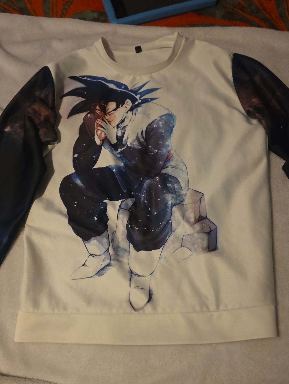 White M Graphic Long-Sleeve Top - Galaxy Print